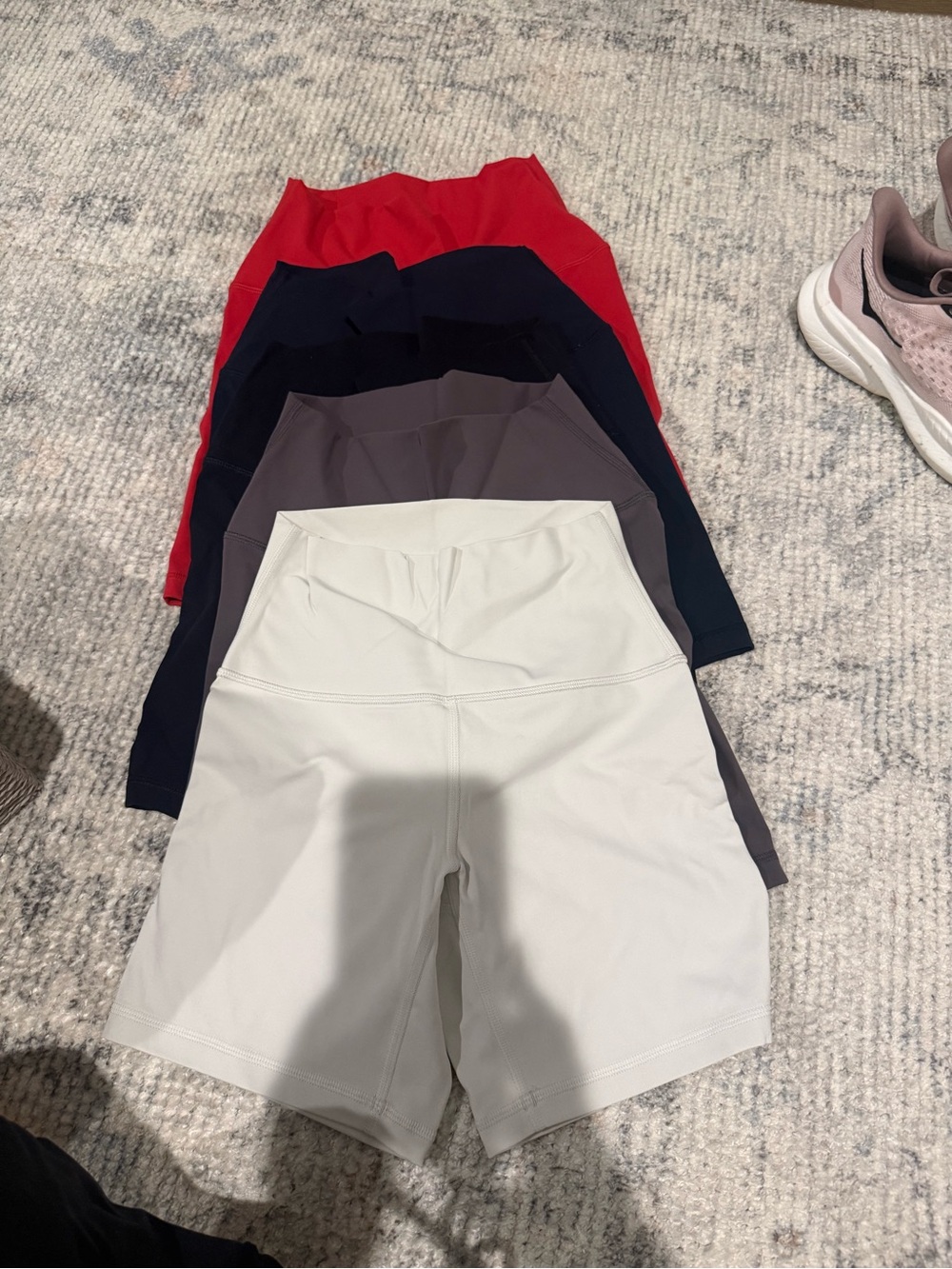 Women’s High-Rise Active Shorts - White, Gray, Navy, Red - 5 Pack!!